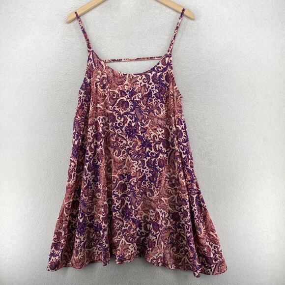 FREE PEOPLE Dress L Intimately Emily Paisley Floral Slip Mini Purple - Picture 2 of 12
